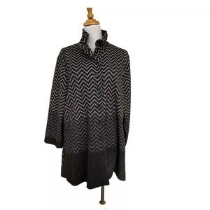 John Mark XL Gray Chevron Swing Cardigan Wired Collar Lagenlook